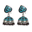 Jhumka Earrings Silver Enamel Jewelry 1.50 inches