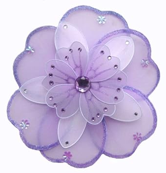 6" Small Purple & White Triple Layered Daisy Flower Decorations - daisies flowers hanging nylon nursery bedroom girls room ceiling wall decor wedding birthday party baby bridal shower