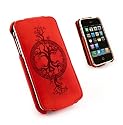 Tuff-Luv Apocalypse Tuff-Grip Leather Case Cover for Apple iPhone 3G/3G S - Tree of Life (Red)