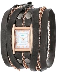 La Mer Collections Womens LMCLIFTON001 Slate and Rose Gold Clifton Square Case White Dial 14k Rose Gold Plated Jewelry Chains Watch
