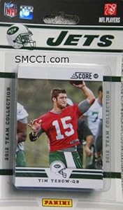2012 Score New York Jets Factory Sealed 12 Card Team Set Including Tim Tebow's First Jets Card, Mark Sanchez, Darrelle Revis, Shonn Greene, Santonio Holmes, Ladainian Tomlinson, Dustin Keller, David Harris, Plaxico Burress, Quinton Coples, Stephen Hill and Terrance Ganaway