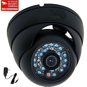 VideoSecu VD21KC 1/3" CCD color 420L 3.6mm lens CCTV outdoor vandalproof night vision IR home security surveillance complete camera kit with camera power supply and camera extension cable W63