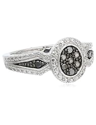 Sterling Silver 1/10cttw Black Diamond Ring, Size 7