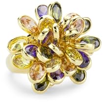 CZ by Kenneth Jay Lane "Trend CZ" 18k Gold Plated Cluster Ring, Size 7