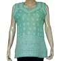 Womens Cotton Sleeveless Top Blouse Chikan Embroidery Size M (ctop467)
