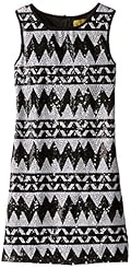 Girls Sequined Mesh Zig Zag Polyester/Ponte/Knit  Dress