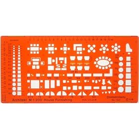 Metric 1:200 Scale Architect Design Drawing Template Stencil - Furniture Layout Symbols for House Interior Planning Trace Gabarit de Dessin