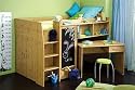 Hochbett Lasse mit Kleiderschrank, Maltafel, Schreibtisch
