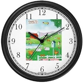 Country Scene - JP - Animal Wall Clock by WatchBuddy Timepieces (Black Frame)