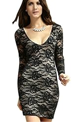 Long Sleeves Polyester Lace Backless Sheath Party Dress/Mini Dress 