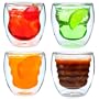 Curva Artisan Series Double Wall Beverage Glasses and Tumblers - Set of 4 Unique 8 oz Drinking Glasses