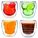 Curva Artisan Series Double Wall Beverage Glasses and Tumblers - Set of 4 Unique 8 oz Drinking Glasses