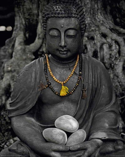 Empire 524560 Buddha - Stein Religion Statue Motivation Mini-Poster - Druck - Gr&ouml;sse 40 x 50 cm