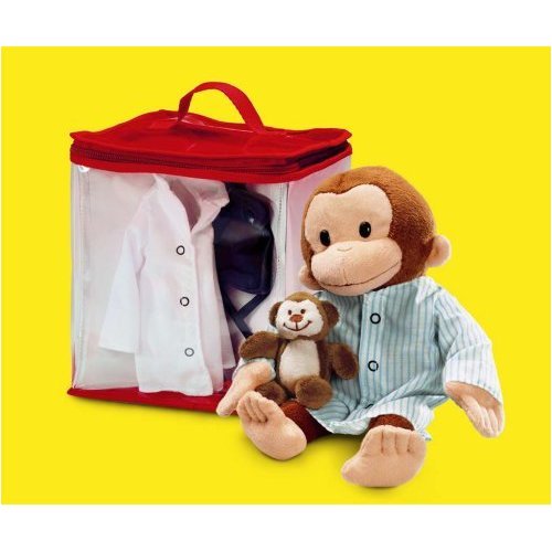 51GsaWQG5YL Curious George 10 Plush Stuffed Animal with Doctor & Pajama Outfits and Travel Tote
