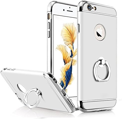 iPhone 6 Case, iPhone 6S Case, Qworld 3-in-1 Plating Matte Hard iPhone Case with 360 Degree Rotating Ring Kickstand for Apple iPhone 6 6s 4.7 inch" (Silver)