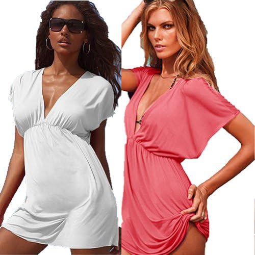Hot Sexy Beach Wear Swimwear Nylon Bikini Cover Up Deep-V Women Lady Shirt Dress