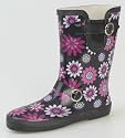 SHORT LEG LADIES BUCKLE STRAP/GUSSET FLORAL PRINT WELLINGTON