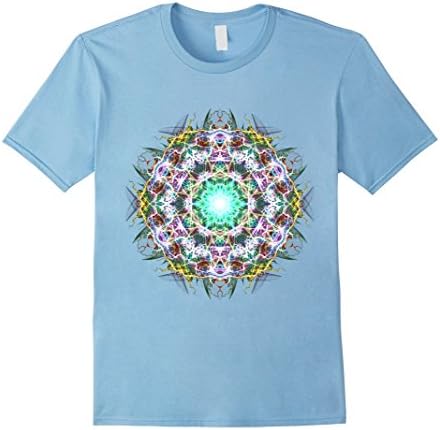 Men's ALAKAZAM Colorful Psy Mandala Flower T-Shirt Medium Baby Blue