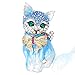 EVER FAITH Austrian Crystal Lovely Plump 3D Bowknot Cat Brooch Enamel Pet Animal Kitten Brooches Dress Suit Sweater Scarves Accessoriesfor Women Blue Gold-Tone