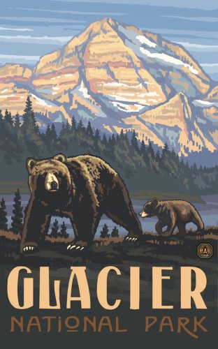 Glacier National Park Bear and Cub by Paul A. Lanquist