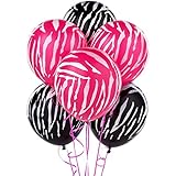 Latex Black and Pink Zebra Balloons 20ct