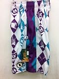 Flow Society Authentic Lacrosse Gear Mesh Shorts White Purple Turquoise Argyle size Youth Medium