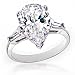 Bling Jewelry Classic Pear Baguette Silver Engagement Ring