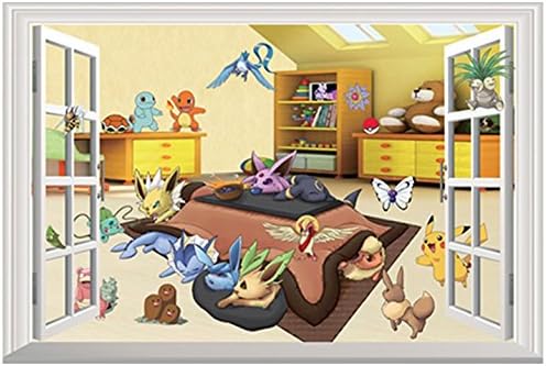 Gigiland Studio POKEMON Go Window View Decal Wall Sticker Boys Room Girls Room Kids Room Décor Nursery Decor Wall Decor Home Décor Office Décor Room Deco Wall Art Gift N003