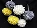 HEARTFEEL 12pcs 10 inch 8inch Tissue Paper Pom-poms Yellow Cream Grey Outdoor Decoration Tissue Paper Pom Poms Party Balls Wedding Christmas Xmas Decoration (Yellow Cream Grey)
