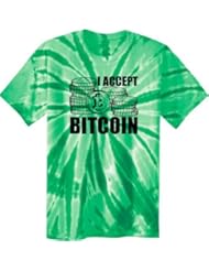 I Accept Bitcoin Tie Dye T-Shirt Large Kelly
