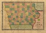 1855 Map of Iowa with townships, cities & villages of Iowa exhibiting the townsh