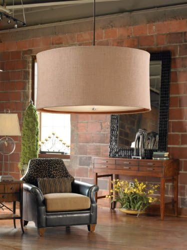 High Pointe Furnishings, Coleto 3-Light Burlap Drum Pendant
