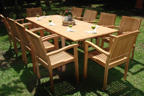 New 11 Pc Luxurious Grade-A Teak Dining Set -117