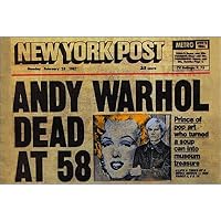 Andy Warhol Dead NY Post headline Postcard pop art - 4x6