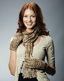Womens Ladies Knitted Leopard Print Winter Scarf Glove Set