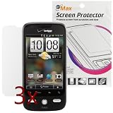 GTMax Durable Clear LCD Shield Screen Protector - 3 Packs for Verizon HTC Droid Eris CDMA Cell Phone