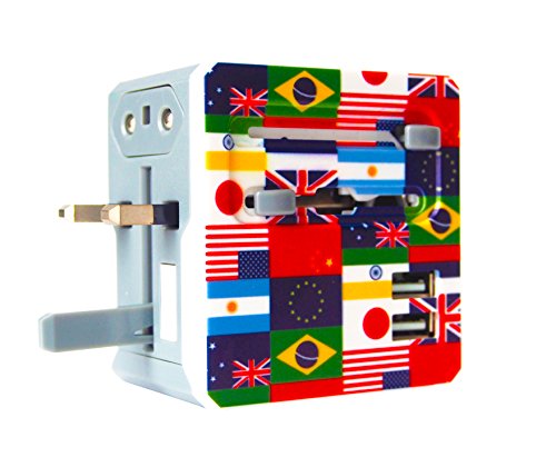 All In One Universal Travel Adapter With 2 Dual USB Ports - Can Be Used As USA Adapter, UK Adapter, European Adapter, Australian Adapter, & Universal Plug Converter for 150+ International Countries World Wide