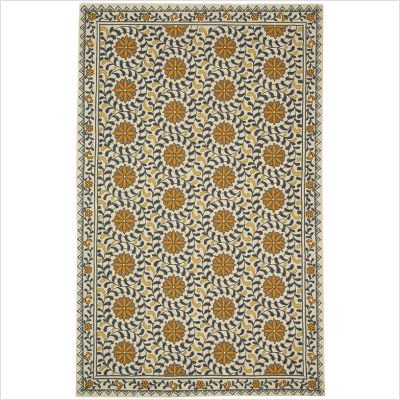 Safavieh Chelsea Collection HK150A Hand-Hooked Ivory and Blue Wool Round Area Rug, 3-Feet Round