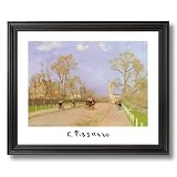 Pissaro French Paris Church Trees Landscape Home Decor Wall Picture Black Framed Art Print