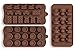 Candy Molds Silicone, Chocolate Jello and Ice Molds, 3-Pack Set, Non-Stick with Choice of Three Colors, Brown, Purple or Green, 3 Designs Per Pack, Animals, Swirls and Flower Patterns