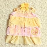 超可愛いドッグウェア　夏服　犬服のキャミソール　犬のタンクトップ　ワンピース　チェック柄　イエロー+ピンク　XLサイズ　(8068-1) 夏服