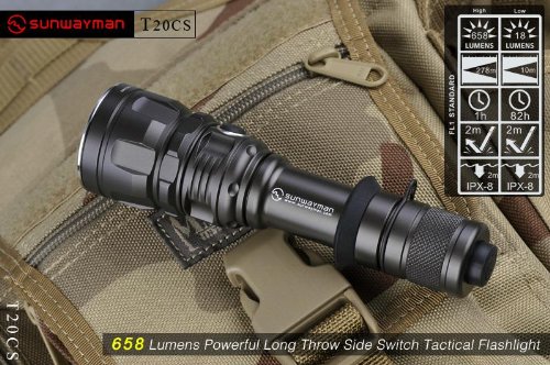  Sunwayman T20CS 658 Lumens Long Throw Side Switch Tactical CREE XM-L LED Flashlight 