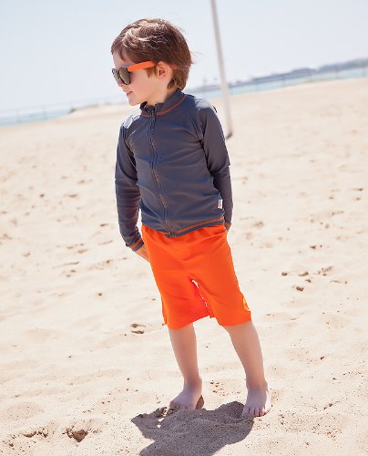 Hard Working Man - UV Sun Protective Rash Guard Swimsuit Set by SwimZip Swimwear 6-12 Month,Charcoal