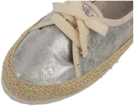 LeBunny Bleu Women's Shiny Tinwood Fashion Sneakers, Silver Linen, 9.5
