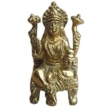 Hindu Goddess Devi Laxmi Fine Art Handmade Brass Sculpture from India 2.5 x 1.5 x 1.5 inches