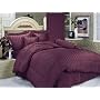 7 Pieces Purple Cotton Jacquard Stripe Comforter/bed-in-a-bag Set Queen Size Bedding