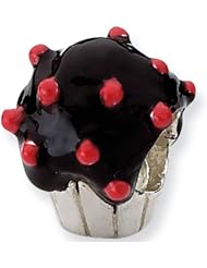 Reflection Beads Silver Enamel Sprinkled Black Cupcake Food Bead