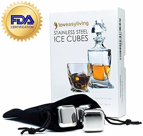 #1 Whiskey Stones Stainless Steel - LovEasyLiving Reusable Ice Cubes - Best Whiskey Rocks - Sipping Stones