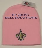 NEW ORLEANS SAINTS Classic PINK WOMENS Cuffless Embroidered Logo Knit Beanie Hat Ski Cap Toque