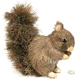 Squirrel Figurine with Grass Tail Eating Pinecone Life-like Home Decor 9H